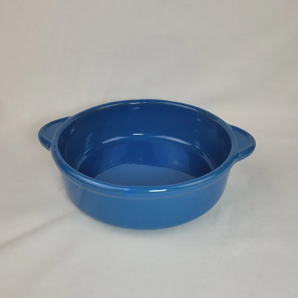 M. Jessica Italy Cobalt Blue Ceramic Round Baker Casserole Dish with Handles